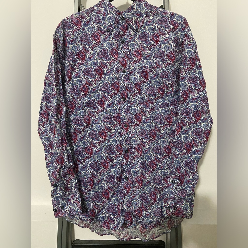 90s Tommy Hilfiger Mens Shirt M Y2K Paisley Preppy Academia Colorful Floral